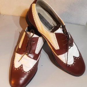 Mens Size 10.5 Stacy Adams Full Brogue Wingtip Leather Two-Tone Spectator Shoes